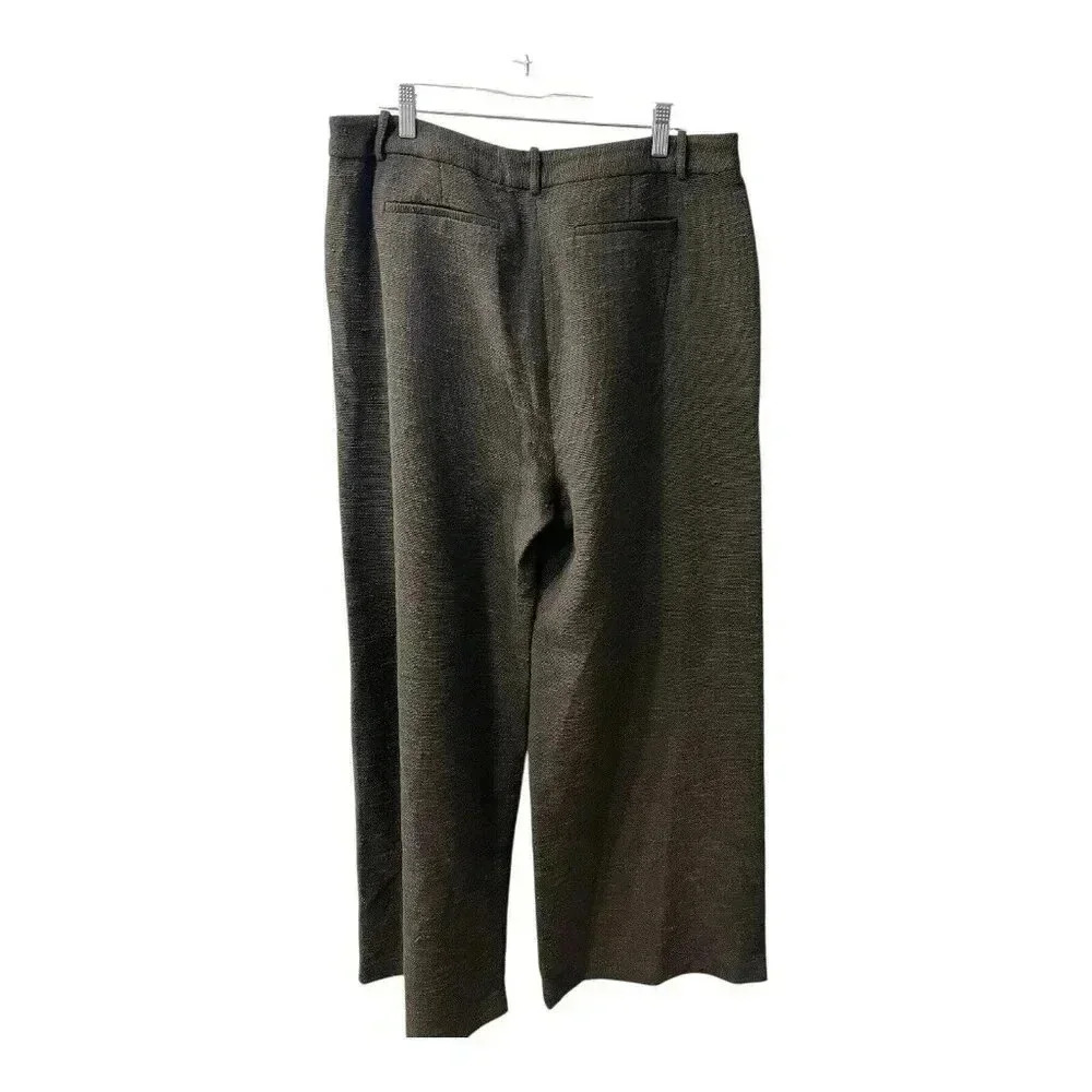 L’Agence Pilar Green Cotton Boucle Wide Leg Pants Size 16 Business NWT - Picture 3 of 8